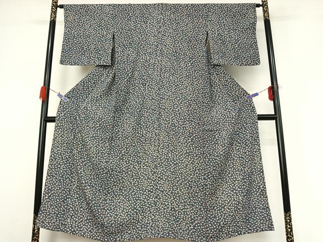 平和屋着物▽上質な小紋 単衣 草花文 正絹 逸品 AABG4250jh