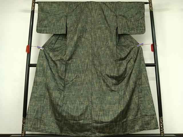 平和屋着物▽上質な紬 単衣 霞文 正絹 逸品 AABG4257jh