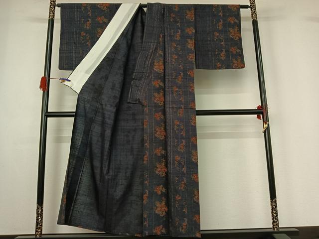 平和屋着物▽上質な紬 単衣 花間道 正絹 逸品 AABG4267jh