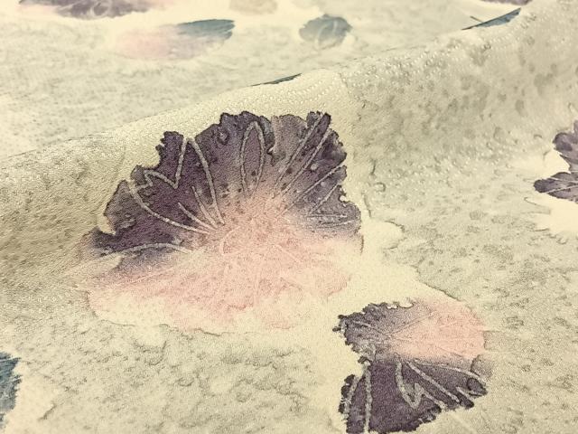 平和屋着物▽上質な小紋 単衣 草花文 暈し染め 正絹 逸品 AABG4271jh