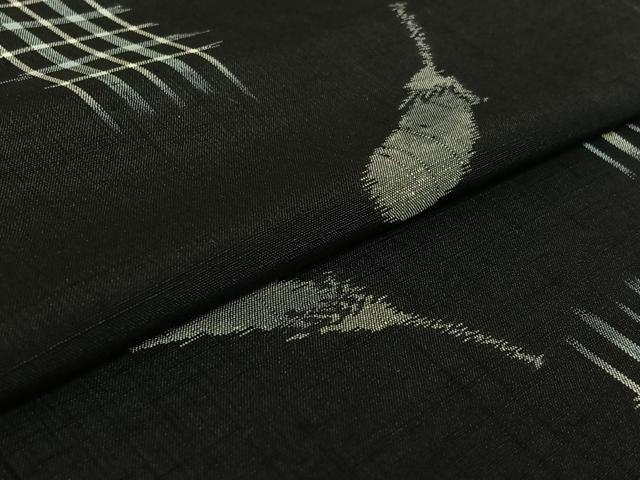 平和屋着物▽上質な紬 単衣 成り物 黒地 正絹 逸品 AABG4274jh