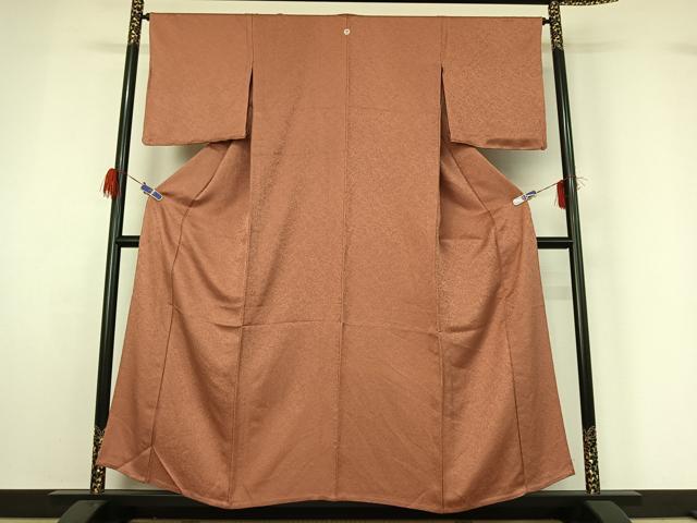 平和屋着物▽上質な色無地 単衣 洗朱色 正絹 逸品 AABG4276jh