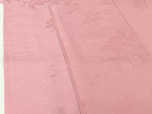 平和屋着物▽上質な色無地 単衣 吉祥花地紋 鴇色 正絹 逸品 AABG4277jh