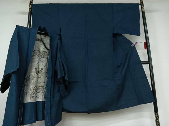 平和屋着物▽男性 単衣 紬 アンサンブル 霞文 正絹 逸品 AABG4279jh