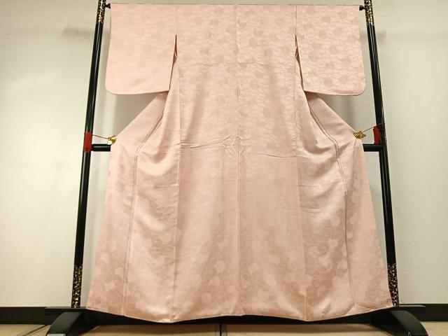 平和屋着物■上質な色無地 花づくし地紋 一斤染色 正絹 逸品 AABG4288fy