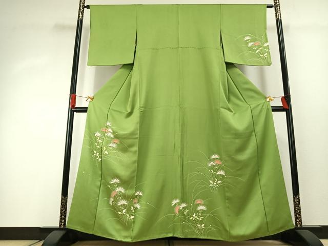 平和屋着物■訪問着 駒刺繍 草花文 正絹 逸品 AABG4292fy