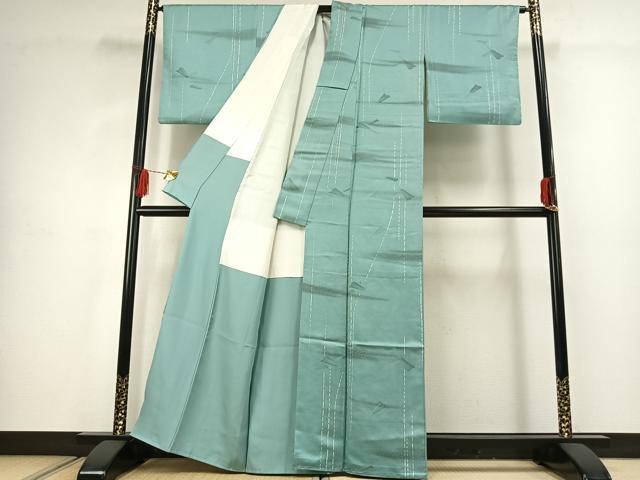 平和屋着物■上質な小紋 地紋起こし 扇面文 暈し染め 正絹 逸品 AABG4301fy