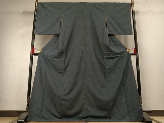 平和屋着物●本塩沢 110亀甲 抽象文様 ロング丈 正絹 逸品 AABG4304fy