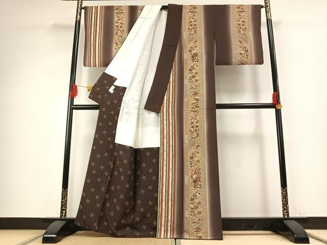 平和屋着物●京都府認定 京の名工 雛屋友禅 小紋 花鳥間道 暈し染め 金彩 正絹 逸品 AABG4309fy