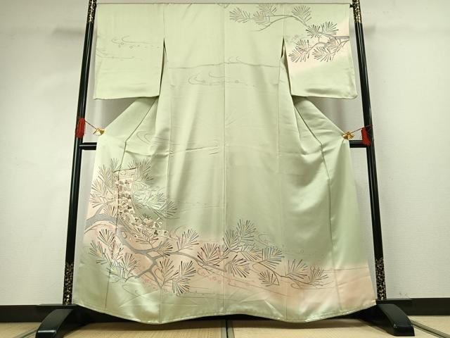 平和屋着物●訪問着 刺繍 熨斗枝花文 暈し染め 金彩 正絹 逸品 AABG4310fy