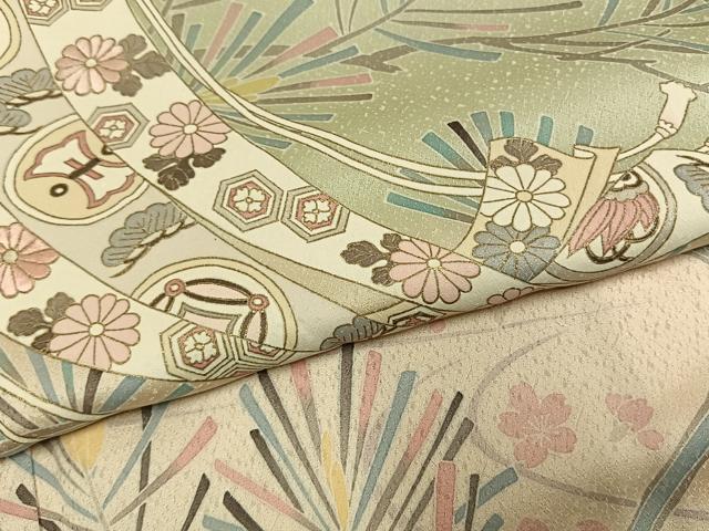 平和屋着物●訪問着 刺繍 熨斗枝花文 暈し染め 金彩 正絹 逸品 AABG4310fy