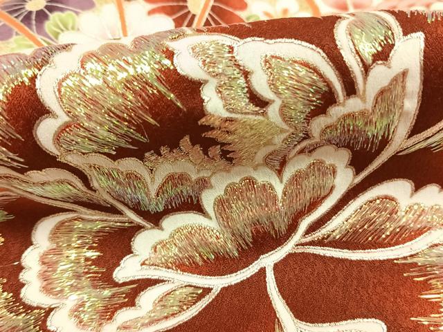 平和屋着物●大島優子 小振袖 二尺袖 草花文 暈し染め 金彩 洗える着物 AABG4316fy
