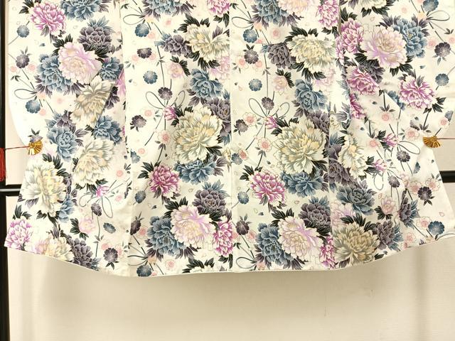 平和屋着物●小振袖 二尺袖 草花文 金彩 洗える着物 AABG4321fy