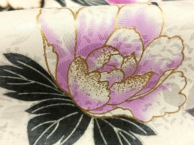 平和屋着物●小振袖 二尺袖 草花文 金彩 洗える着物 AABG4321fy
