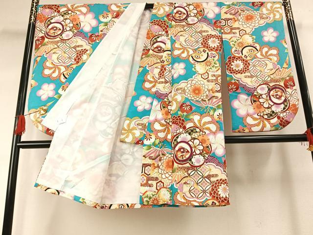 平和屋着物●小振袖 二尺袖 舞花文 金彩 洗える着物 AABG4324fy