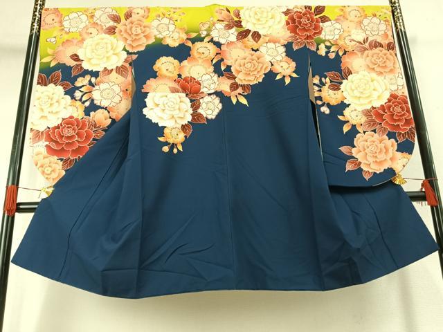 平和屋着物●小振袖 二尺袖 草花文 暈し染め 洗える着物 AABG4325fy