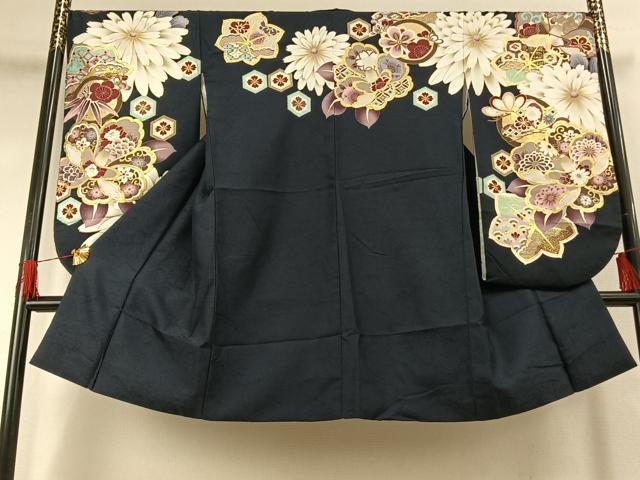 平和屋着物●小振袖 二尺袖 舞花文 暈し染め 金彩 正絹 逸品 AABG4332fy