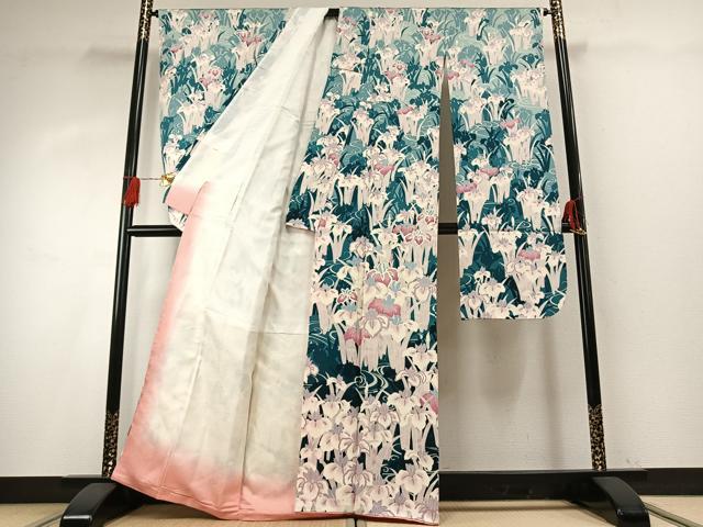 平和屋着物●豪華振袖 草花文 暈し染め 正絹 逸品 AABG4337fy