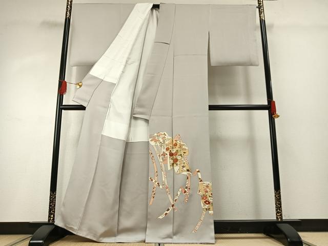 平和屋着物●豪華色留袖 友禅 駒刺繍 熨斗花文 金彩 正絹 逸品 AABG4351fy
