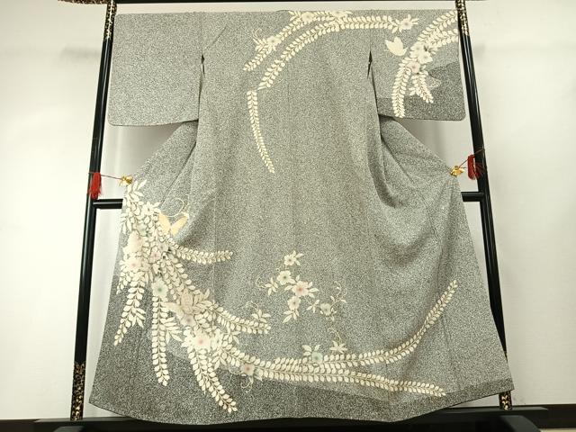 平和屋着物●訪問着 駒刺繍 辻が花 舞蝶文 金彩 正絹 逸品 AABG4356fy