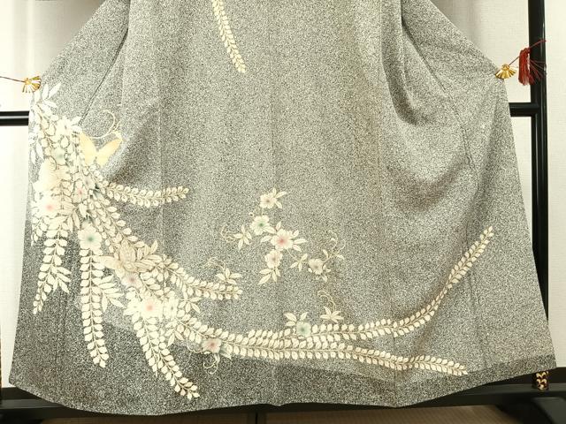 平和屋着物●訪問着 駒刺繍 辻が花 舞蝶文 金彩 正絹 逸品 AABG4356fy