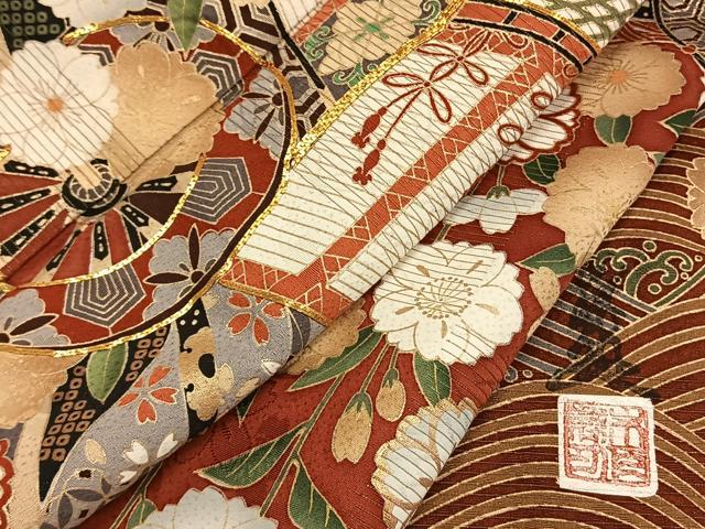 平和屋着物●英王室献上友禅作家 木下勝功 振袖 駒刺繍 御所車花文 暈し染め 金糸 金彩 正絹 逸品 未使用 AABG4358fy