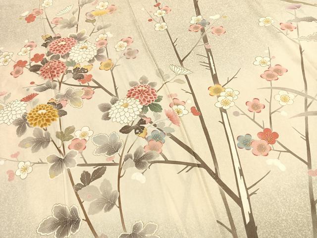 平和屋着物●訪問着 友禅 作家物 枝花文 暈し染め 金彩 正絹 逸品 AABG4369fy