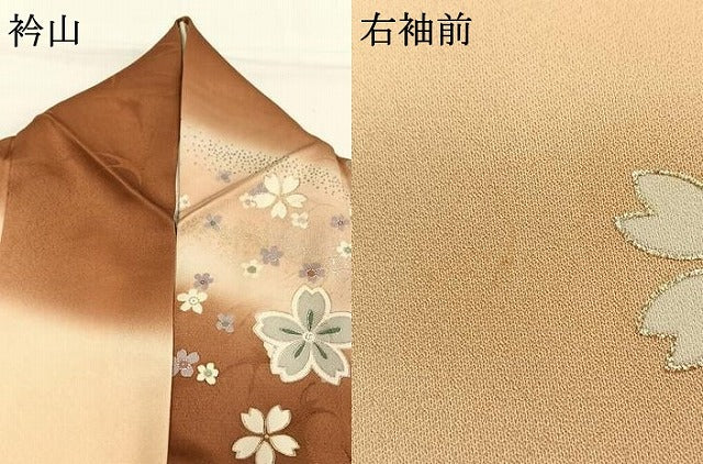 平和屋着物●豪華振袖 花蝶文 暈し染め 金銀彩 正絹 逸品 AABG4370fy