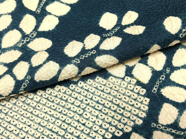 平和屋着物●訪問着 絞り 舞葉文 正絹 逸品 AABG4371fy