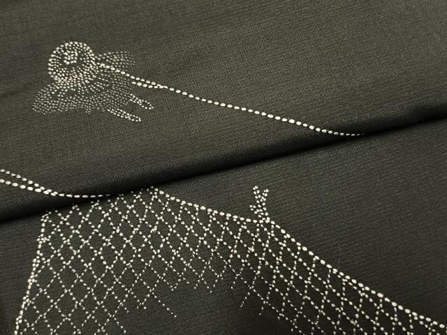 平和屋着物●訪問着 本場大島紬 総刺繍 人物文 正絹 逸品 AABG4373fy