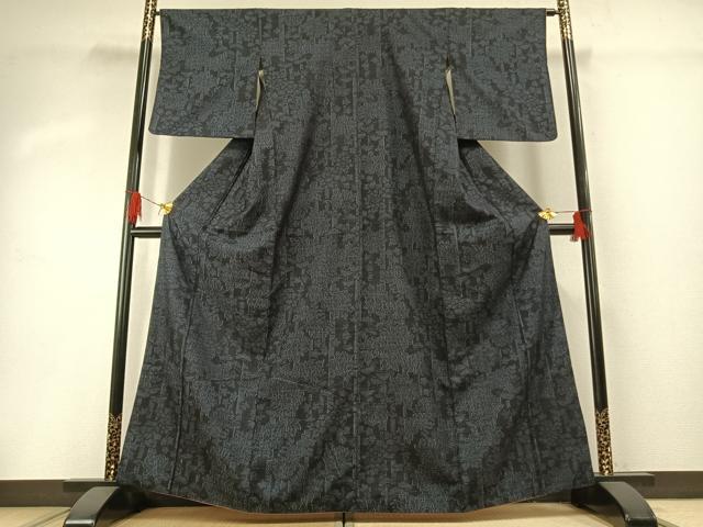 平和屋着物●本場結城紬 重要無形文化財 100亀甲 草花文 正絹 逸品 AABG4384fy