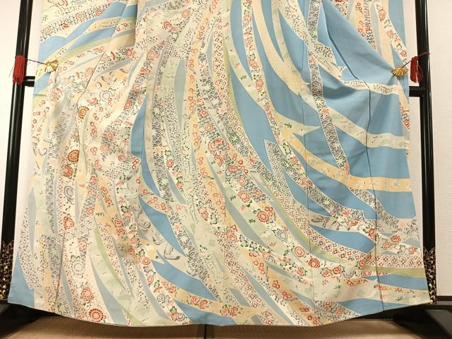 平和屋着物●豪華振袖 駒刺繍 熨斗花鳥文 金彩 正絹 逸品 AABG4386fy