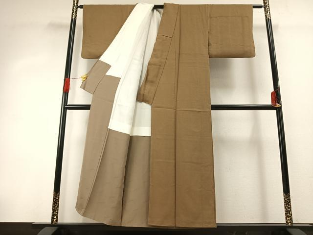 平和屋着物●染色作家 斉藤三才 色無地 寿光織 桑染色 証紙付き 正絹 逸品 AABG4388fy