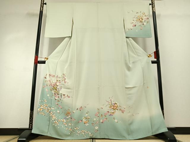 平和屋着物●本加賀友禅作家 志田弘子 訪問着 枝花文 暈し染め 正絹 逸品 AABG4389fy