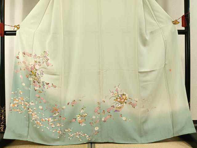 平和屋着物●本加賀友禅作家 志田弘子 訪問着 枝花文 暈し染め 正絹 逸品 AABG4389fy