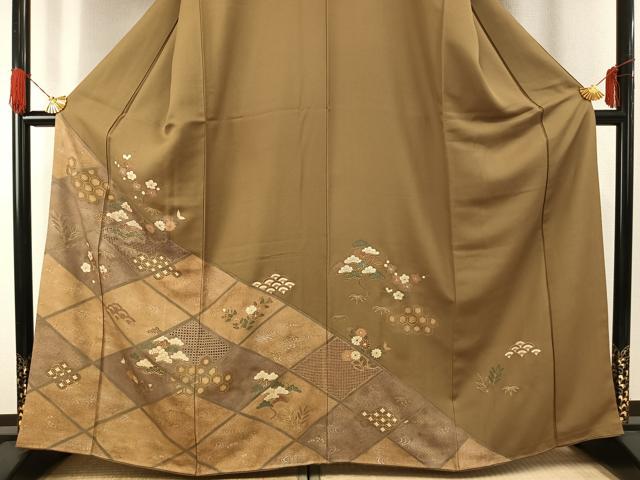平和屋着物●訪問着 駒刺繍 松竹梅 金銀彩 金糸 正絹 逸品 AABG4390fy