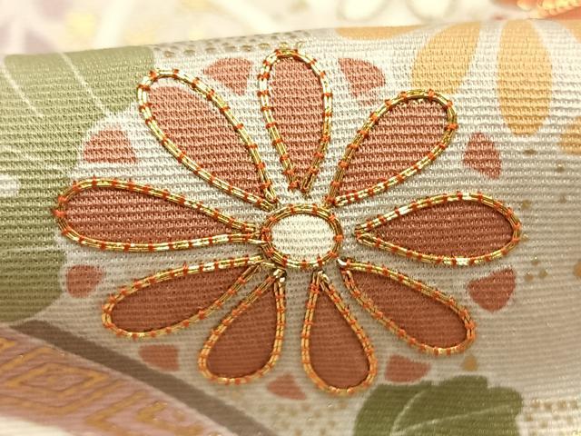 平和屋着物●創業460年・千總 訪問着 駒刺繍 枝花文 暈し染め 金彩 正絹 逸品 AABG4391fy