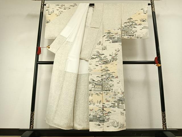 平和屋着物●手染屋 吉兵衛 訪問着 風景文 正絹 逸品 AABG4397fy