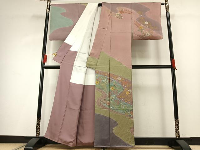平和屋着物●訪問着 絞り 辻が花 金銀彩 正絹 逸品 AABG4400fy