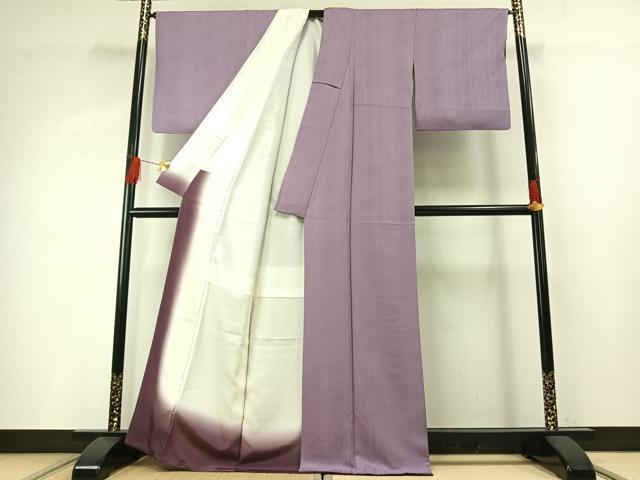 平和屋着物●上質な色無地 紋意匠 浅紫色 正絹 逸品 AABG4404fy