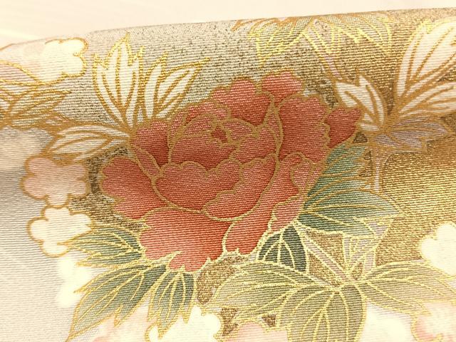 平和屋着物●十日町老舗ブランド 吉澤友禅 吾妻徳穂 訪問着 刺繍 草花文 金彩 正絹 逸品 AABG4405fy