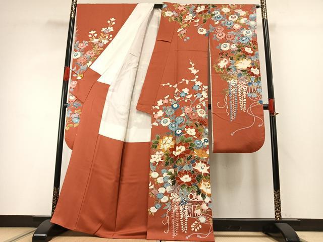 平和屋着物●豪華振袖 友禅 枝花文 金銀彩 正絹 逸品 AABG4406fy