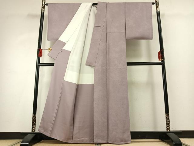 平和屋着物●上質な色無地 霞地紋 鴇鼠色 正絹 逸品 未使用 AABG4409fy