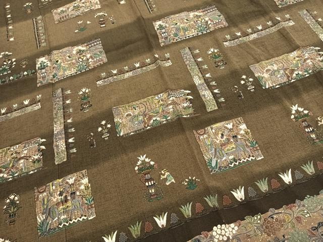 平和屋着物●訪問着 総刺繍 古代壁画文様 暈し染め 金糸 正絹 逸品 AABG4415fy