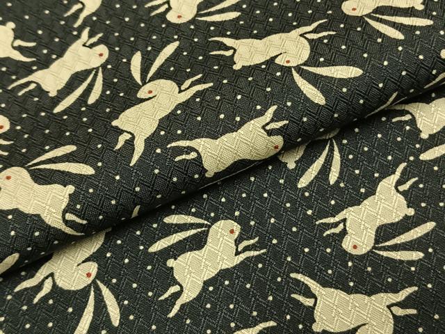 平和屋着物●上質な小紋 兎 黒地 正絹 逸品 AABG4426fy