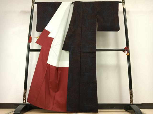 平和屋着物●結城紬 舞花文 正絹 逸品 AABG4429fy