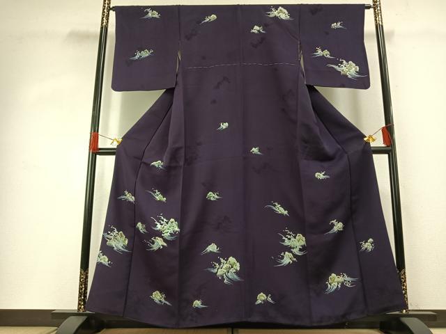 平和屋着物●訪問着 手描き 立波文 正絹 逸品 AABG4451fy