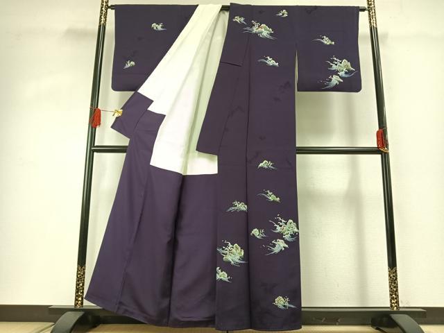 平和屋着物●訪問着 手描き 立波文 正絹 逸品 AABG4451fy
