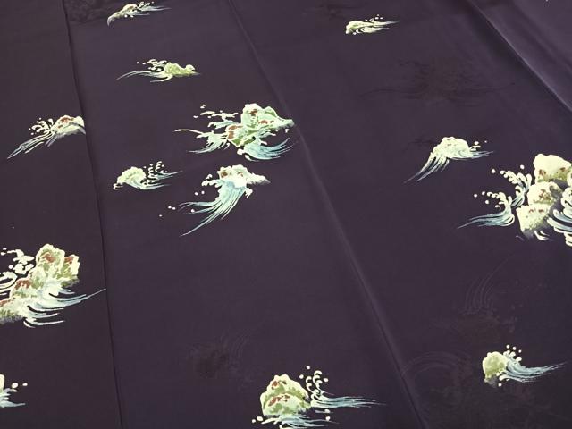 平和屋着物●訪問着 手描き 立波文 正絹 逸品 AABG4451fy