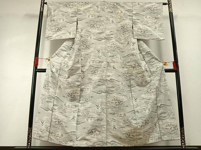 平和屋着物●本場大島紬 白大島 風景文 正絹 逸品 AABG4453fy
